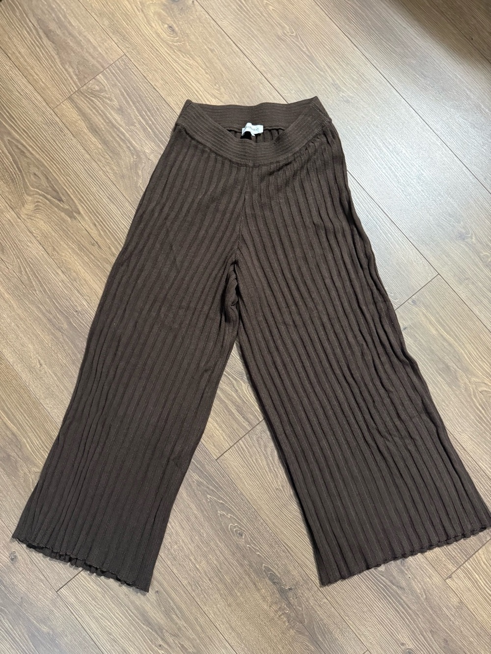 WeWoreWhat Brown Ribbed Wide Leg Knit Lounge Sweater Pants Size Medium⁠ - Picture 3 of 7